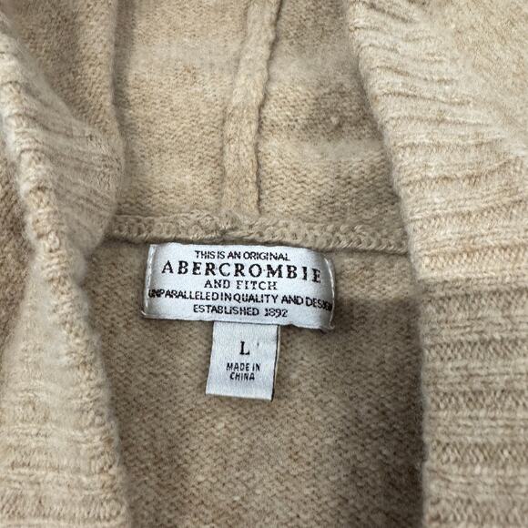 Vintage Y2K Abercrombie & Fitch Original Longline Beige Hooded Sweater Large - Picture 4 of 6